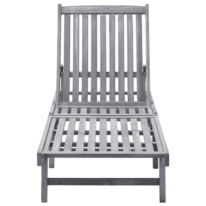 Solid Acacia Wood Sun Lounger with Wheels