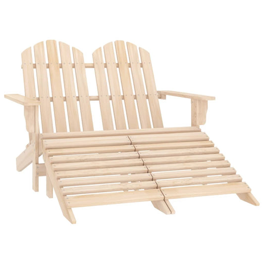 2-Seater Garden Adirondack Chair with Ottoman in Fir Wood