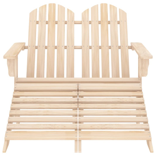2-Seater Garden Adirondack Chair with Ottoman in Fir Wood