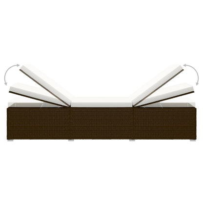 Rattan Sun Lounger with Cushion and Tea Table