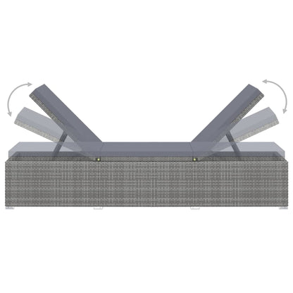 Rattan Sun Lounger with Cushion and Tea Table