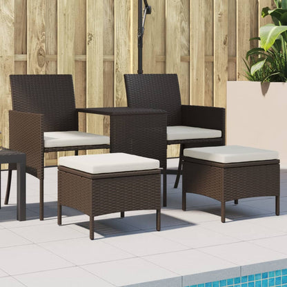 Rattan 2-Seater Garden Sofa with Table and Stools