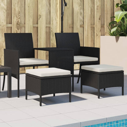 Rattan 2-Seater Garden Sofa with Table and Stools