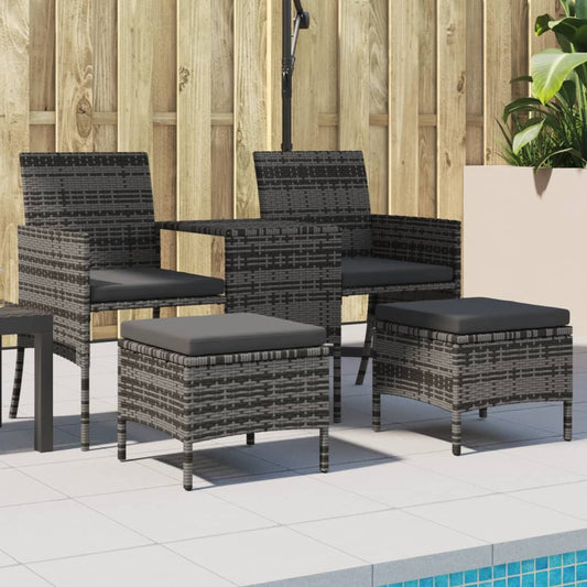 Rattan 2-Seater Garden Sofa with Table and Stools