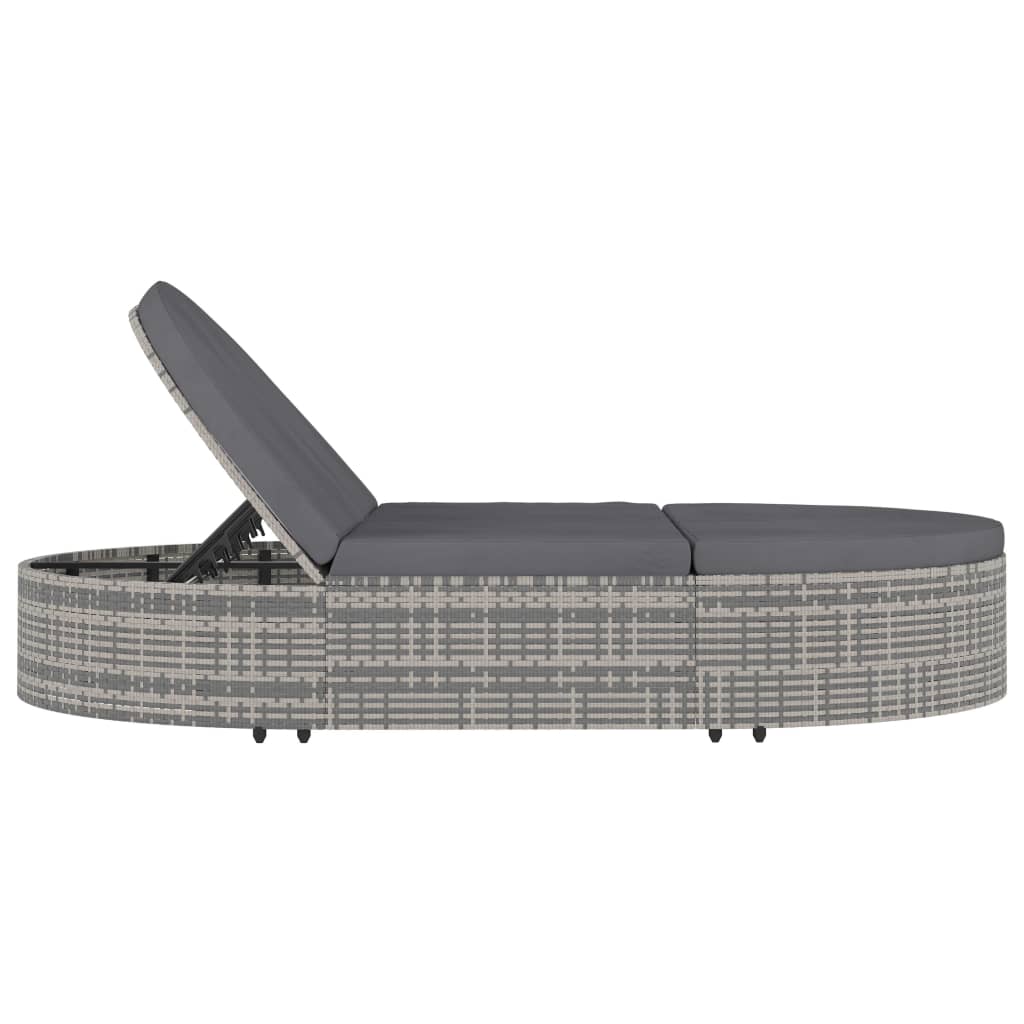 2-Person Rattan Sun Lounger with Cushions
