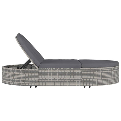 2-Person Rattan Sun Lounger with Cushions