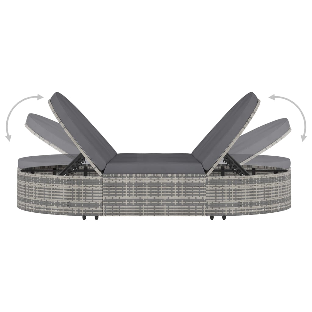 2-Person Rattan Sun Lounger with Cushions
