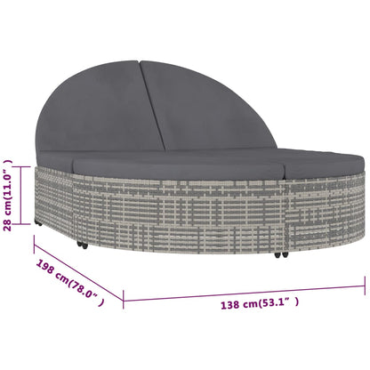 2-Person Rattan Sun Lounger with Cushions