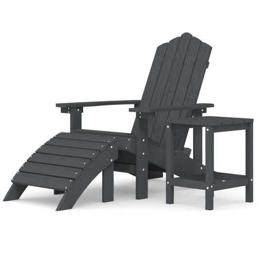 Garden Adirondack Chair with Footstool & Table HDPE