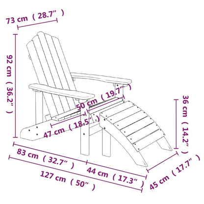 Garden Adirondack Chair with Footstool & Table HDPE