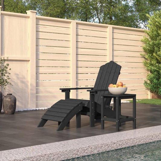 Garden Adirondack Chair with Footstool & Table HDPE