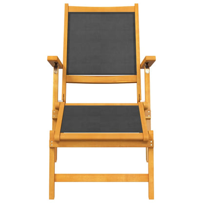 Pair of Outdoor Deck Chairs with Optional Table in Solid Wood Acacia and Fabric