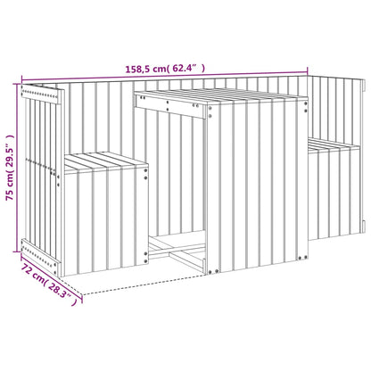2 Seater Balcony Set in Solid Wood Pine