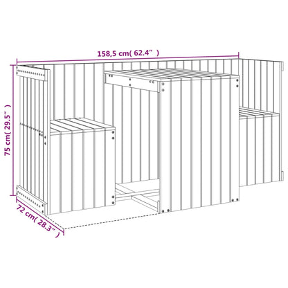 2 Seater Balcony Set in Solid Wood Pine