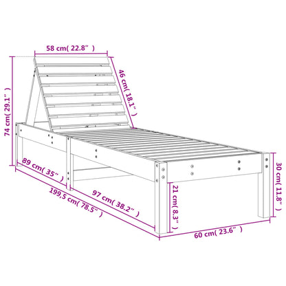 Solid Wood Sun Lounger with Adjustable Support