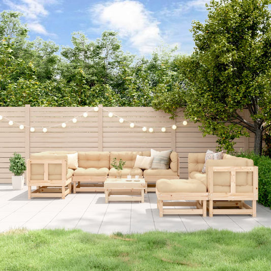 10 Piece Garden Lounge Set in Solid Wood