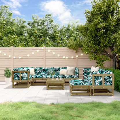 10 Piece Garden Lounge Set in Solid Wood