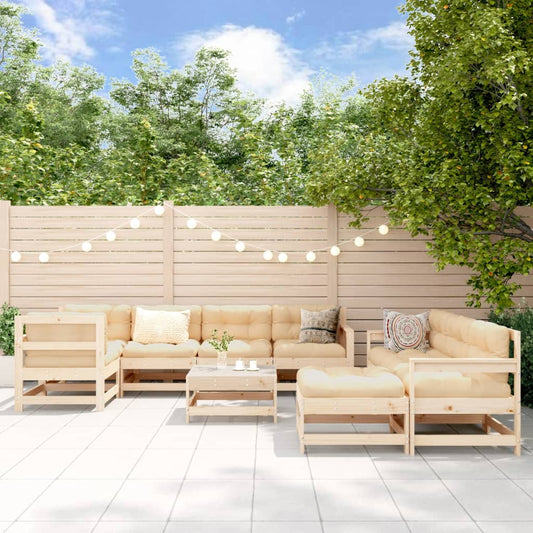 10 Piece Garden Lounge Set in Solid Wood
