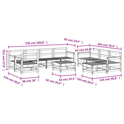 10 Piece Garden Lounge Set in Solid Wood