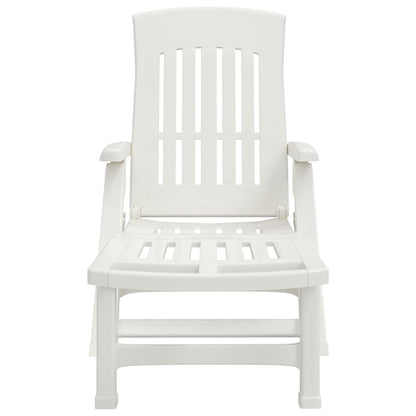 Folding Sun Lounger with Wheels