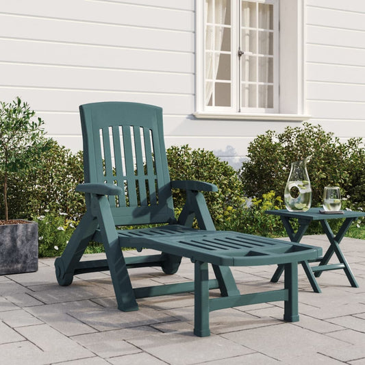 Folding Sun Lounger with Wheels