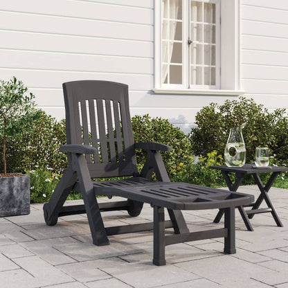 Folding Sun Lounger with Wheels