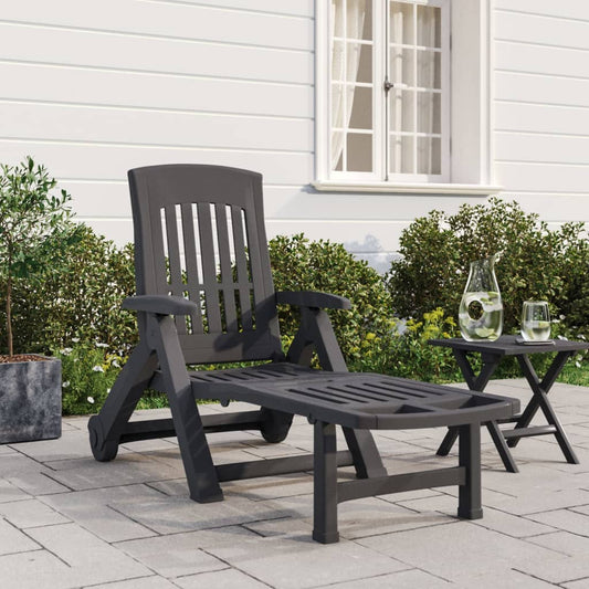 Folding Sun Lounger with Wheels