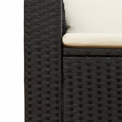 5 Piece Garden Sofa Set with Cushions in Poly Rattan and Acacia Wood