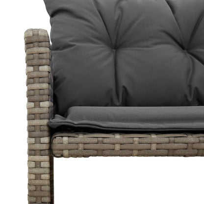 L-Shaped Garden Sofa with Table and Cushions in Poly Rattan