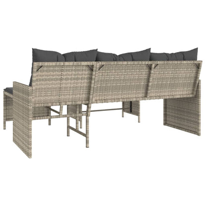 L-Shaped Garden Sofa with Table and Cushions in Poly Rattan