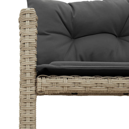 L-Shaped Garden Sofa with Table and Cushions in Poly Rattan