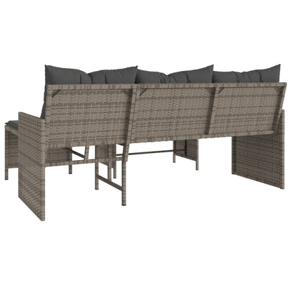 L-Shaped Garden Sofa with Table and Cushions in Poly Rattan