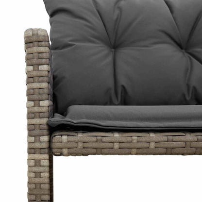 L-Shaped Garden Sofa with Table and Cushions in Poly Rattan