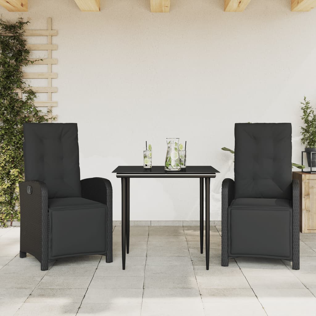 Rattan Bistro Set with Cushions - 3 Piece