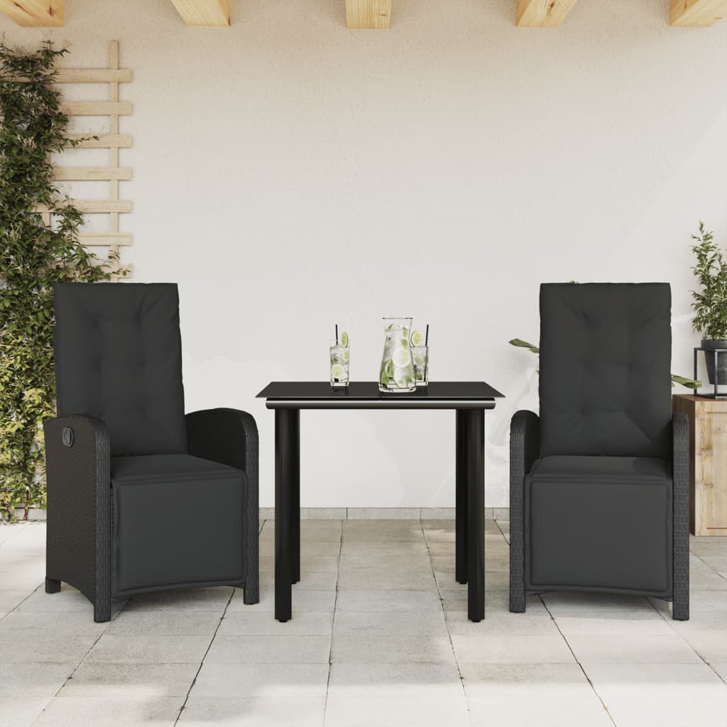Rattan Bistro Set with Cushions - 3 Piece