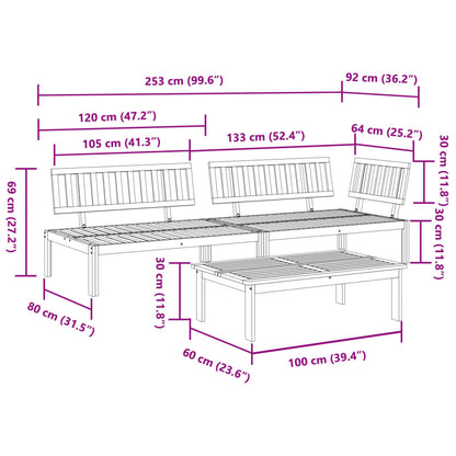 3 Piece Garden Pallet Sofa Set Solid Wood