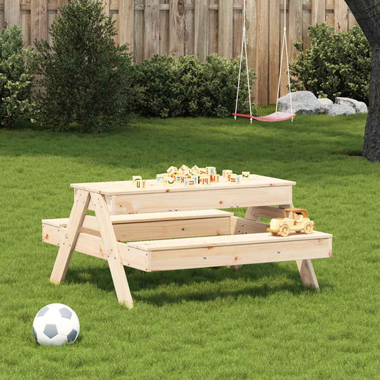 Kids Solid Wood Picnic Table with Sandpit