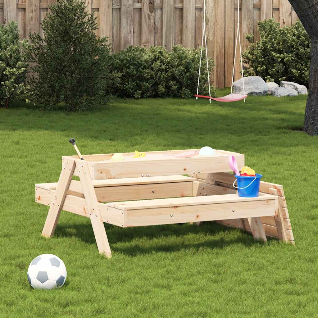 Kids Solid Wood Picnic Table with Sandpit