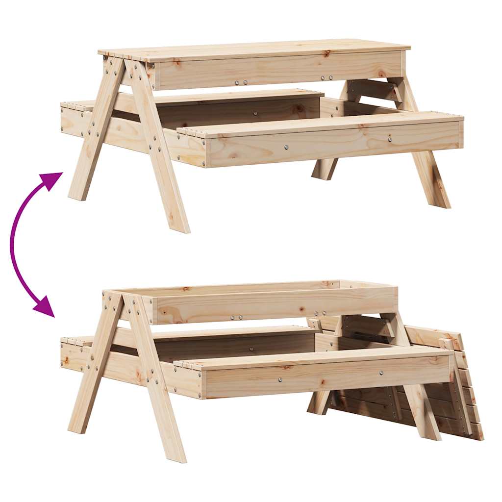 Kids Solid Wood Picnic Table with Sandpit