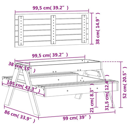 Kids Solid Wood Picnic Table with Sandpit