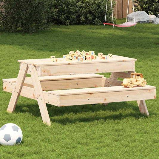 Kids Solid Wood Picnic Table with Sandpit