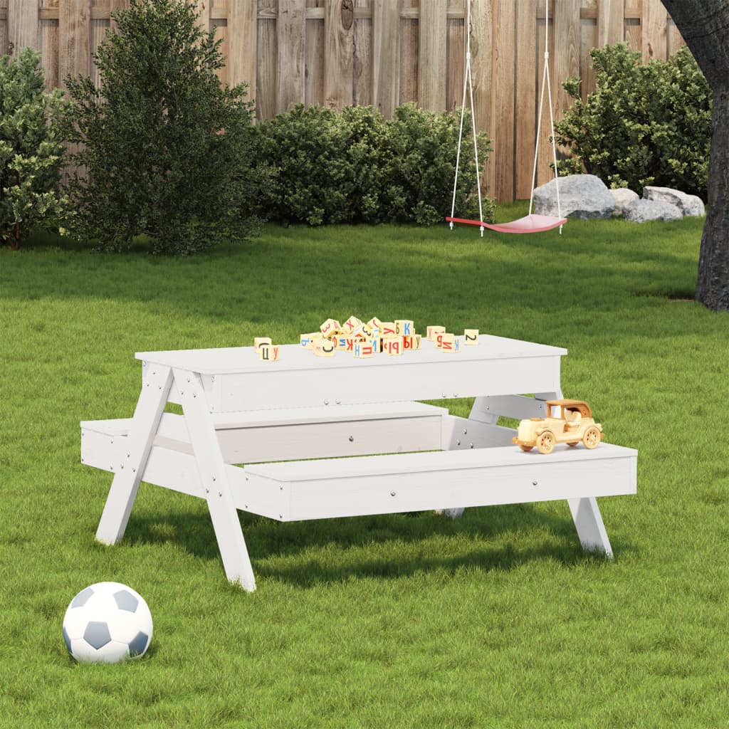 Kids Solid Wood Picnic Table with Sandpit