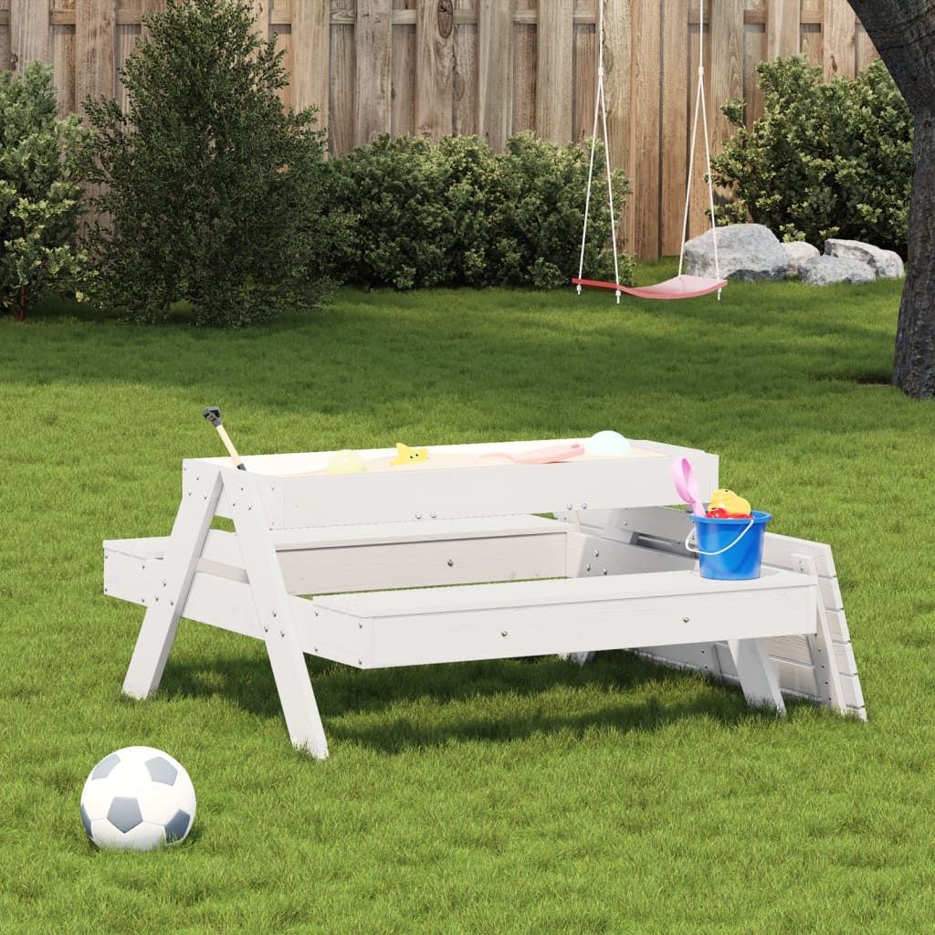 Kids Solid Wood Picnic Table with Sandpit