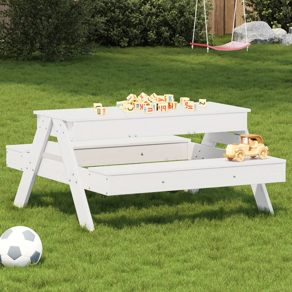 Kids Solid Wood Picnic Table with Sandpit