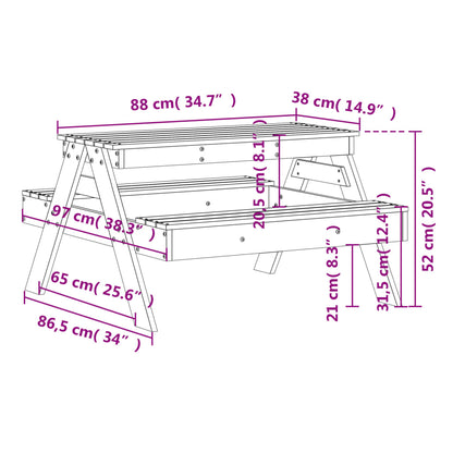 Kids Picnic Table in Solid Wood