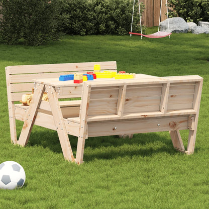 Kids Picnic Table in Solid Wood with Benches
