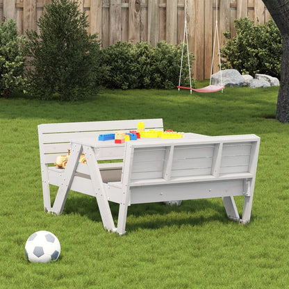 Kids Picnic Table in Solid Wood with Benches