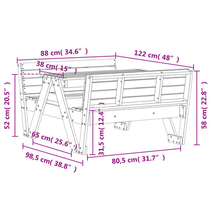 Kids Picnic Table in Solid Wood with Benches