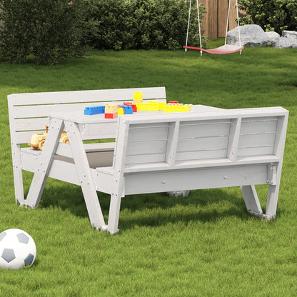 Kids Picnic Table in Solid Wood with Benches