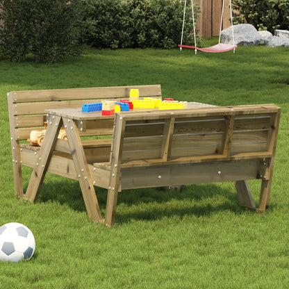 Kids Picnic Table in Solid Wood with Benches